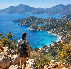 Caminhante sobre a costa da Lícia e de Kaş